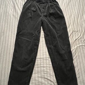 Black Corduroy Pants with Elastic Waistband